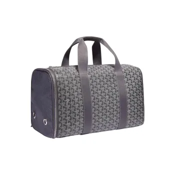 GOYARD VOLTIGEUR Canvas With Calfskin Pet Carrier, On The Go Luggage Bag, Carry on Bag Medium Size Unisex Gray