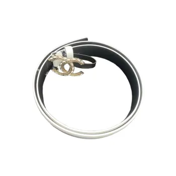 CHANEL Cow Leather Belts Unisex White 