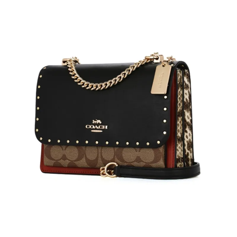 COACH Klare Leather Trunk Bag Shoulder Bag Crossbody Bag Small Size Women's Black & Brown-1