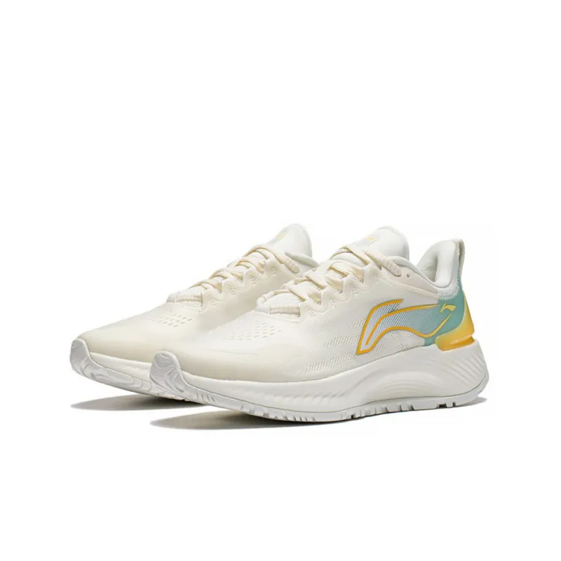 LiNing YueYing Element Breathable Lightweight And Wear Resistant Low Top Running Shoes Women's Beige Yellow Blue-2