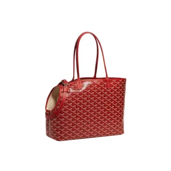 GOYARD Chien Gris Canvas With Leather Pet Bag Unisex Red