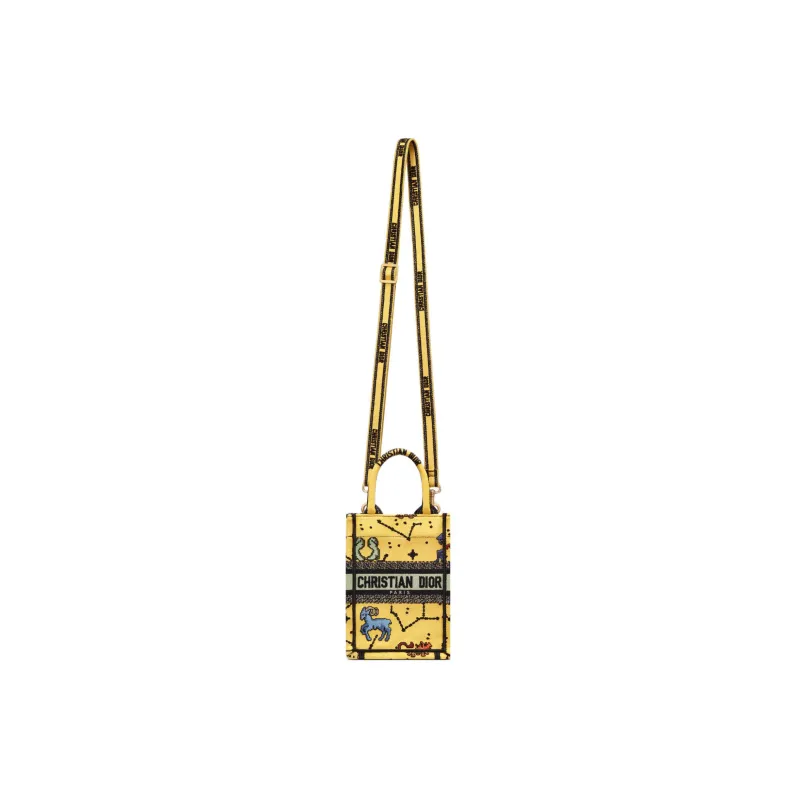 DIOR BookTote Embroidery Handbag Mini Women's Yellow-3