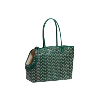 GOYARD Chien Gris Canvas With Leather Pet Shoulder Bag Unisex Green