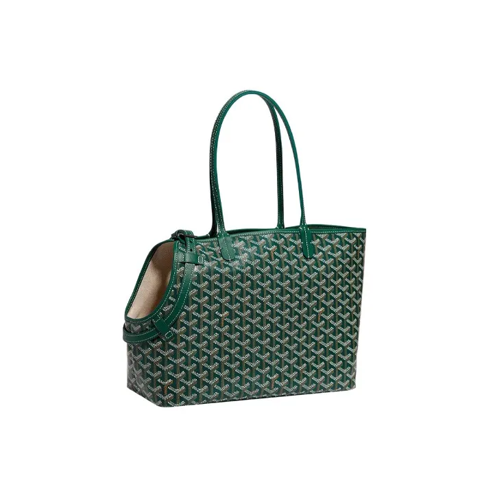 GOYARD Chien Gris Canvas With Leather Pet Shoulder Bag Unisex Green-0