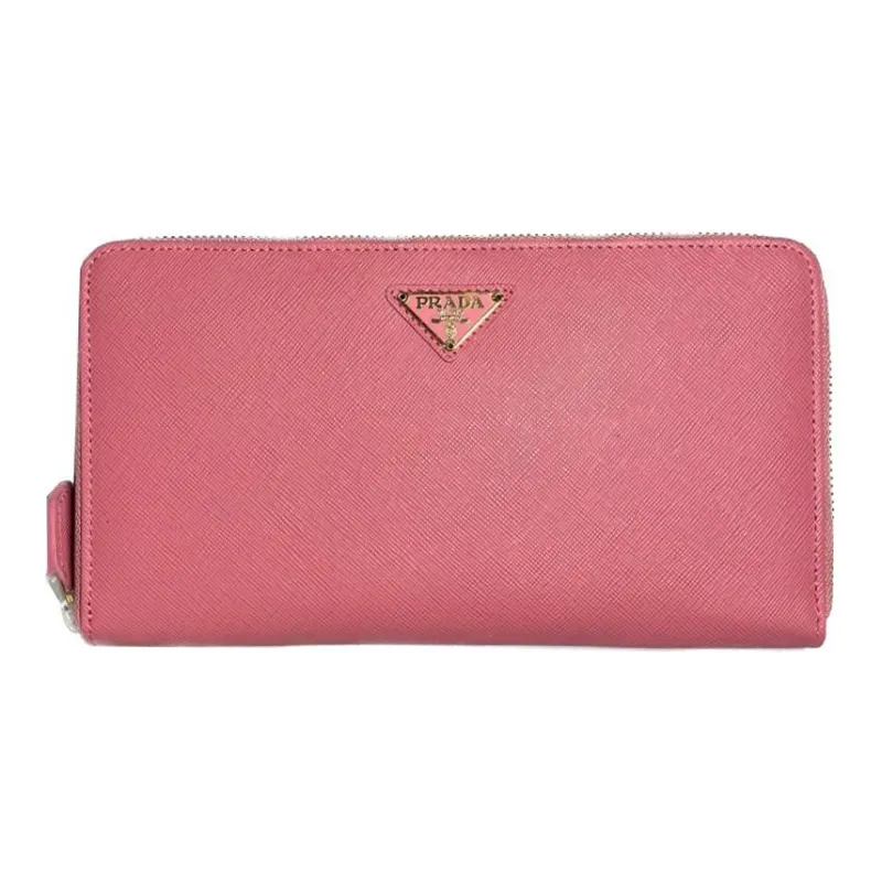 PRADA Luggage Collection Cow Leather Wallet Women's Geranium Pink-0