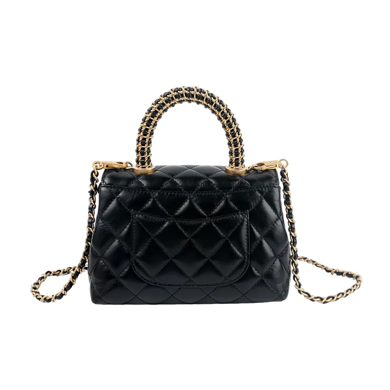 CHANEL Coco Handle Calfskin Flap Bag, Chain Bag, Shoulder Bag, Crossbody Bag, Handbag Women's Black-1