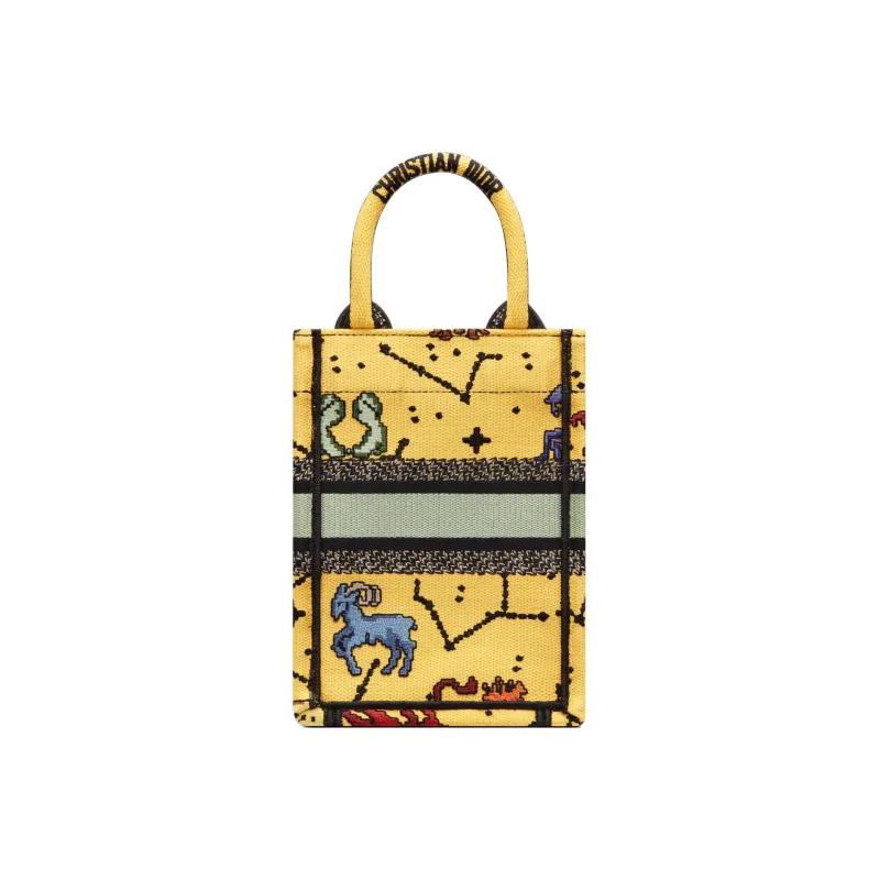 DIOR BookTote Embroidery Handbag Mini Women's Yellow-2