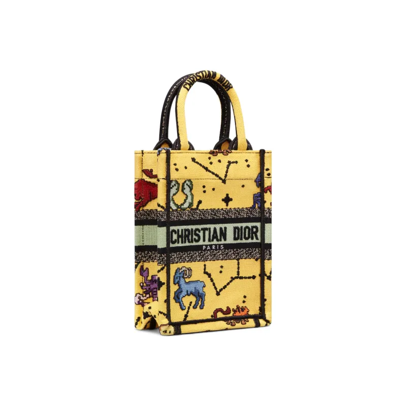 DIOR BookTote Embroidery Handbag Mini Women's Yellow-1