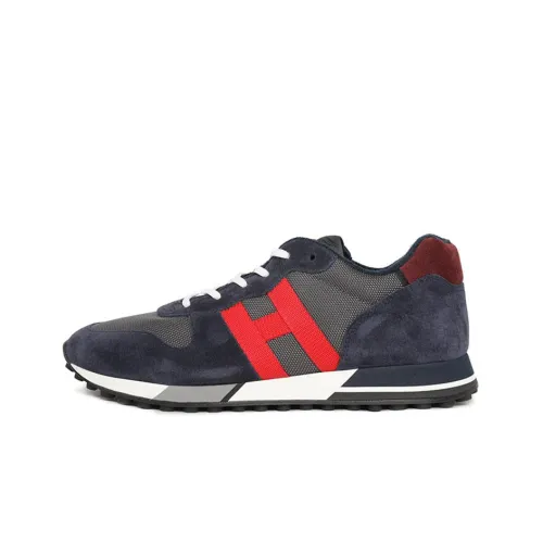 HOGAN H383 Casual Shoes Men Low-Top Blue Gray Red