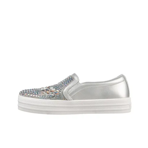 Skechers Skateboard Shoes Women's Low Top Silver