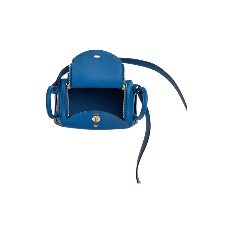 HERMES Lindy Cow Leather Handbag, Shoulder Bag, Crossbody Bag Mini Women's Bleu France French Blue-2
