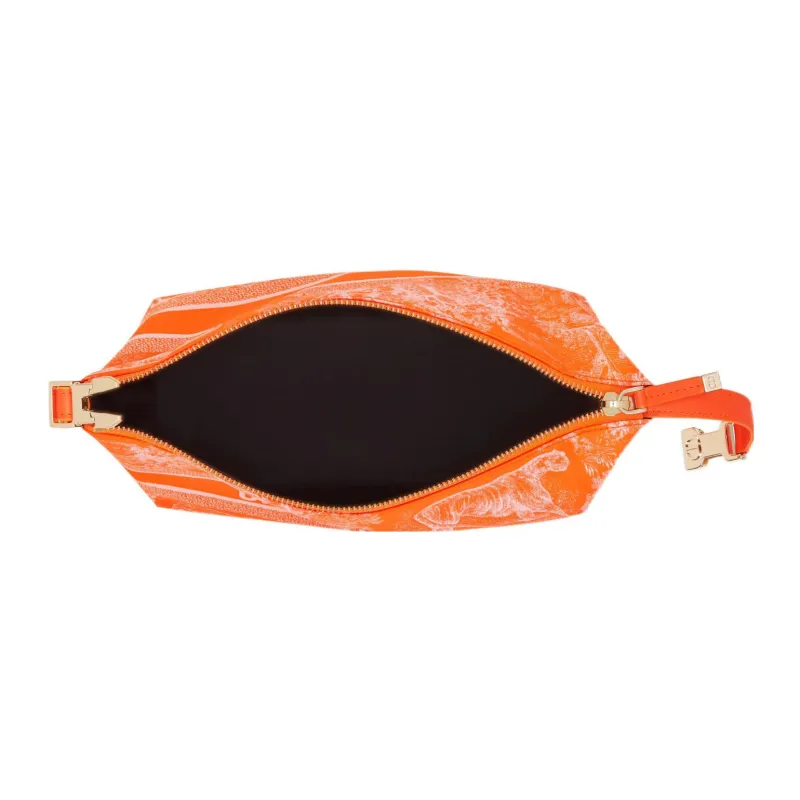 DIOR Embroidery Lunch Box Bag Handheld Handbag Medium Size Women's Fluorescent Orange-2