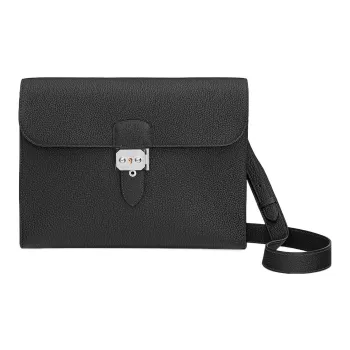 HERMES Sac A Depeches Togo Calfskin Messenger Bag, Shoulder Bag, Crossbody Bag Men's Noir Black