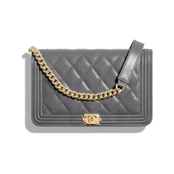CHANEL LeboyWOC Caviar Cow Leather Pochette, Shoulder Bag, Crossbody Bag Women's Dark Gray/Concrete Gray