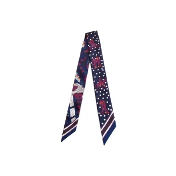 HERMES Silk Scarves Women's Dark Blue