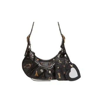 Balenciaga Le Cagole Shoulder Bag Xs With Pins Black