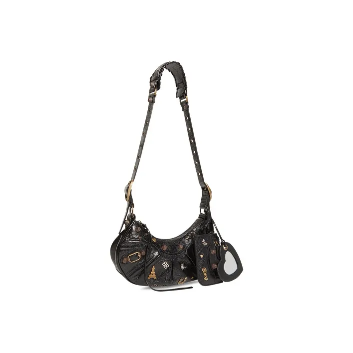 Balenciaga Le Cagole Shoulder Bag Xs With Pins Black-2
