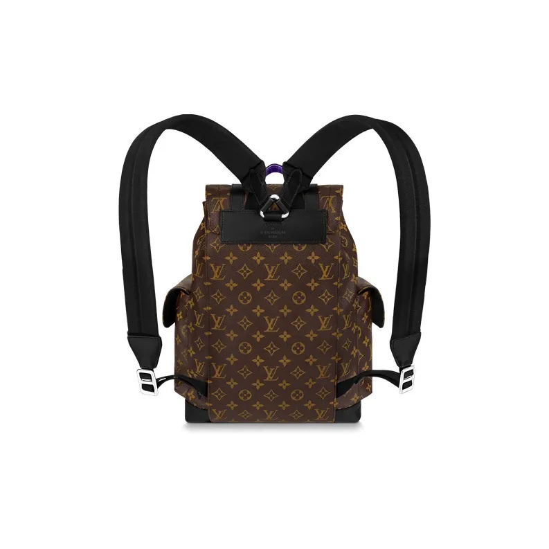 LOUIS VUITTON CHRISTOPHER Canvas With Leather Backpack Small Size Men's Brown/Purple-2