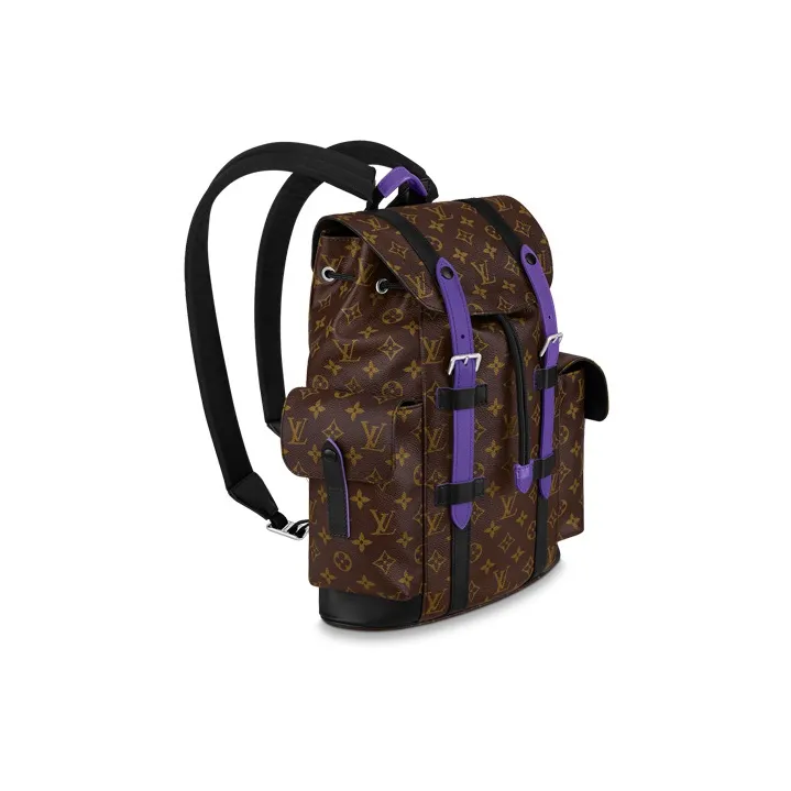 LOUIS VUITTON CHRISTOPHER Canvas With Leather Backpack Small Size Men's Brown/Purple-1