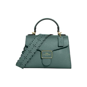 COACH Pepper Leather Handbag Shoulder Bag Crossbody Bag Small Size Women's Ink Wash Green