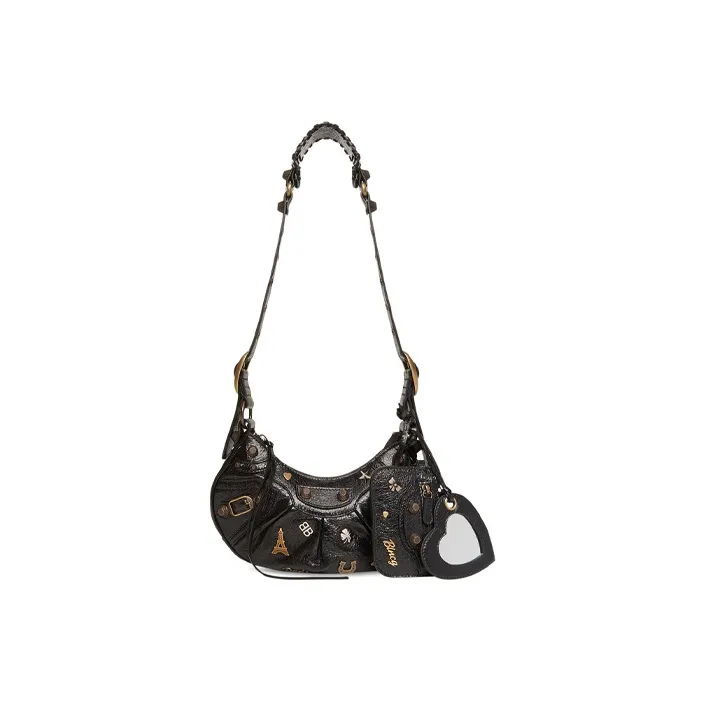 Balenciaga Le Cagole Shoulder Bag Xs With Pins Black-1