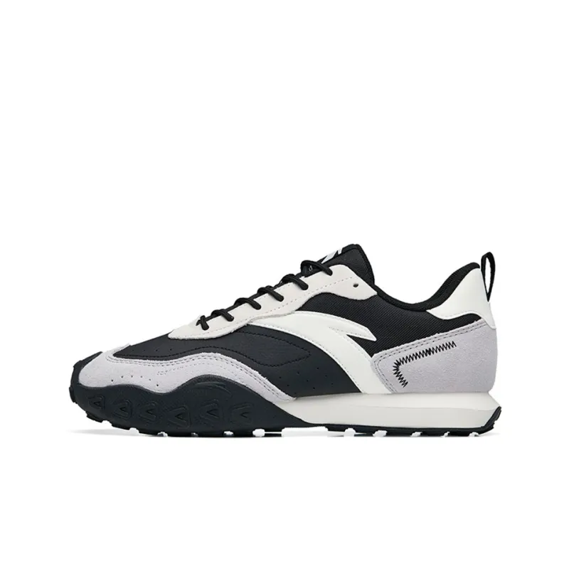 Anta Cushioned Anti-Slip Wear-Resistant Breathable Lightweight Low-Top Casual Shoes Men's Black Gray White-0