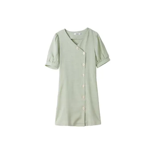 Olrain Short-Sleeved Dresses Women's Green