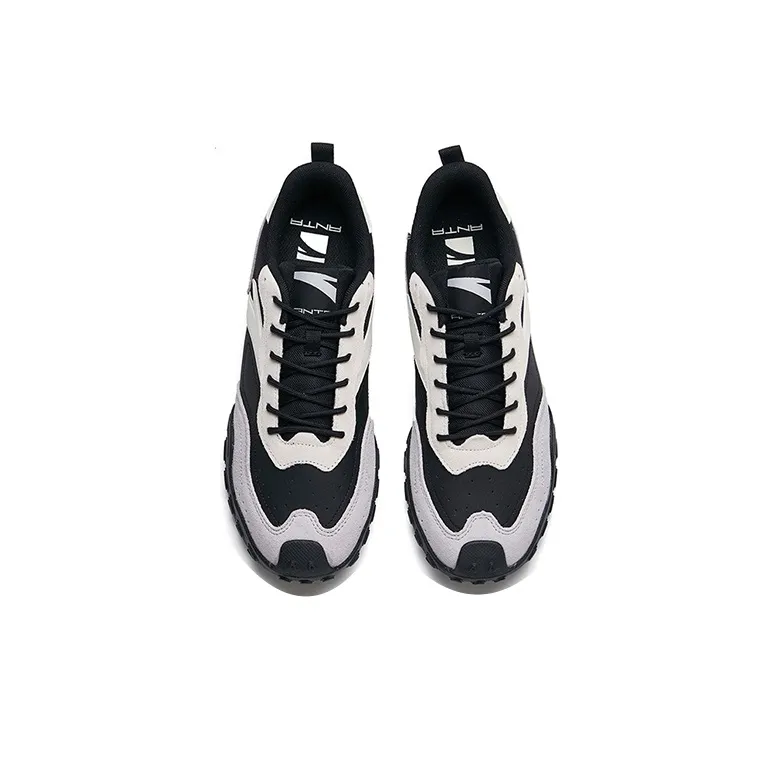 Anta Cushioned Anti-Slip Wear-Resistant Breathable Lightweight Low-Top Casual Shoes Men's Black Gray White-2
