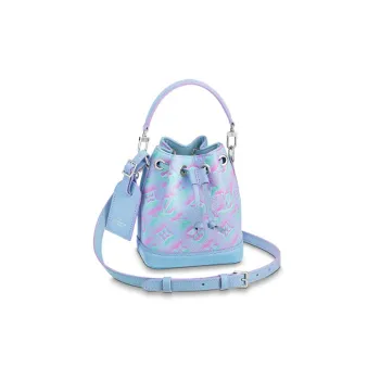 LOUIS VUITTON Painted And Embossed Cow Leather Bucket Bag, Handbag, Shoulder Bag, Crossbody Bag Mini Women's Blue