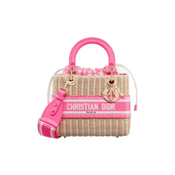 DIOR Lady Dior Leather Dior Bag Shoulder Bag Crossbody Bag Handbag Medium Size Women's Neon Pink