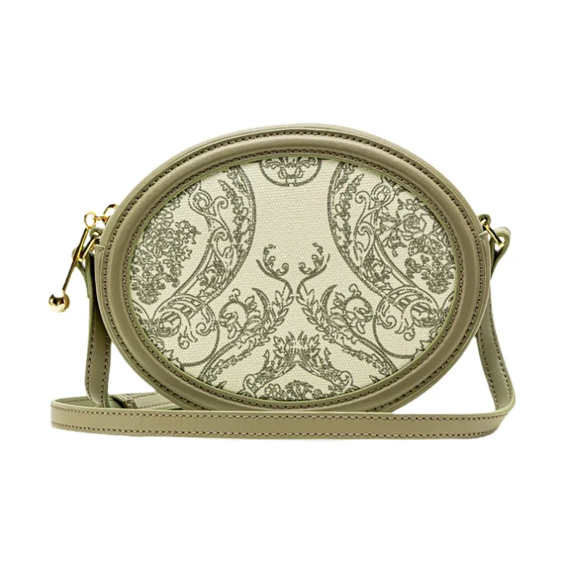 VANESSA HOGAN Monogram Cow Leather Round Bag Shoulder Bag Crossbody Bag Regular Women's Khaki Green-0