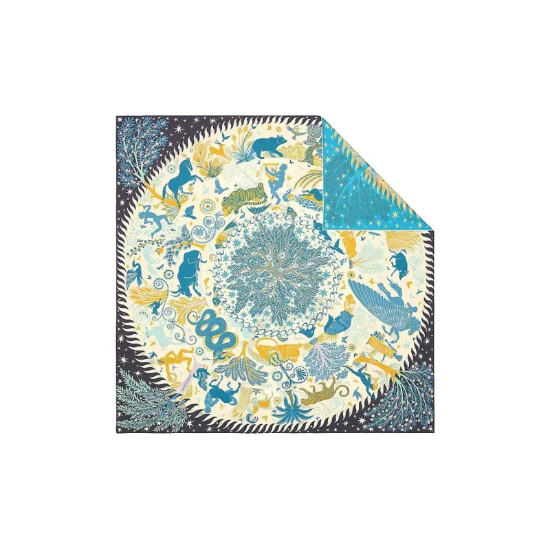 HERMES Silk Scarves Women's Blue-1