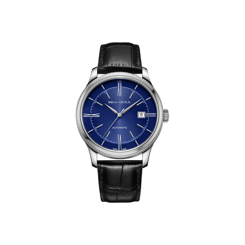 Sea Gull New Inspiration Automatic Mechanical Movement Genuine Leather Strap Watch Men's Watches White Dial 819.37.6077-0