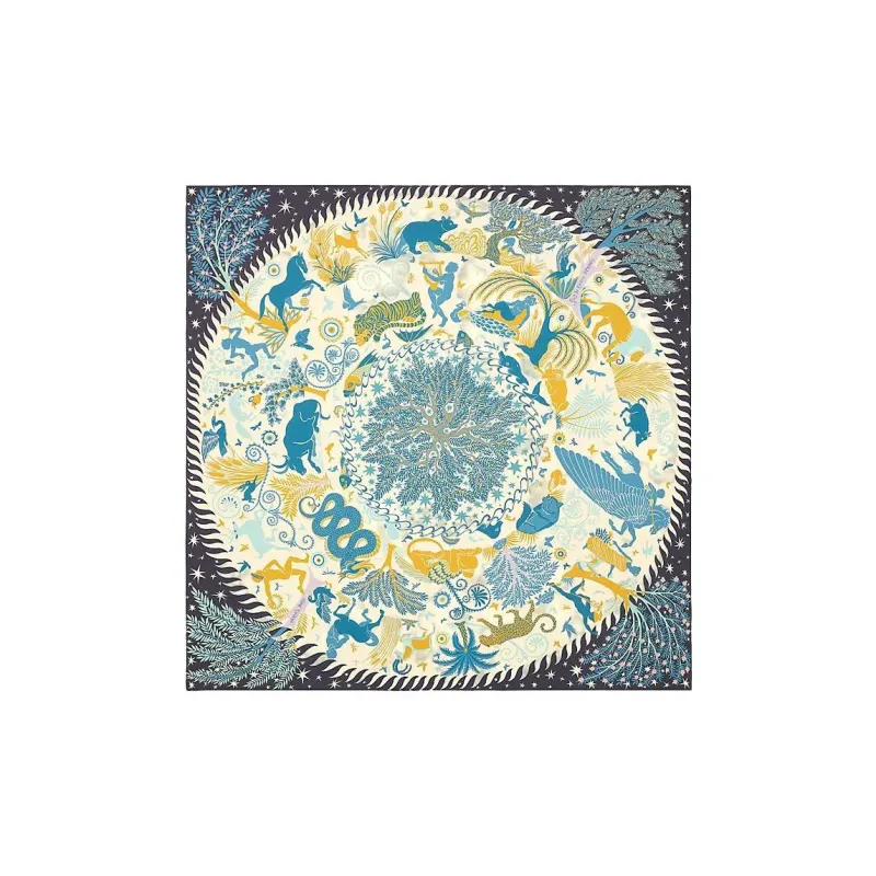 HERMES Silk Scarves Women's Blue-0