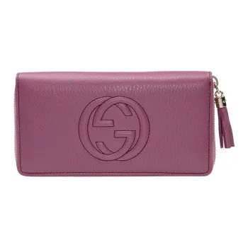 GUCCI Soho Cow Leather Wallet Women's Purple