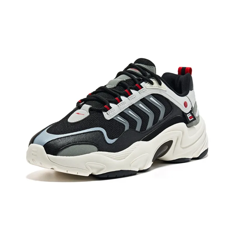Erke Seeking Light Low Top Running Shoes Men's Black White-2