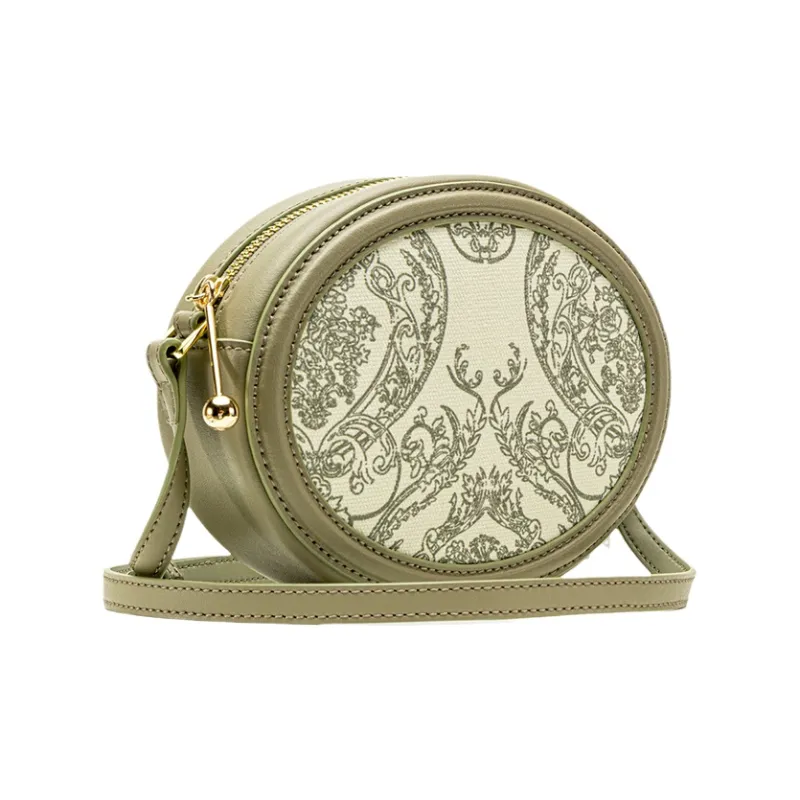 VANESSA HOGAN Monogram Cow Leather Round Bag Shoulder Bag Crossbody Bag Regular Women's Khaki Green-1