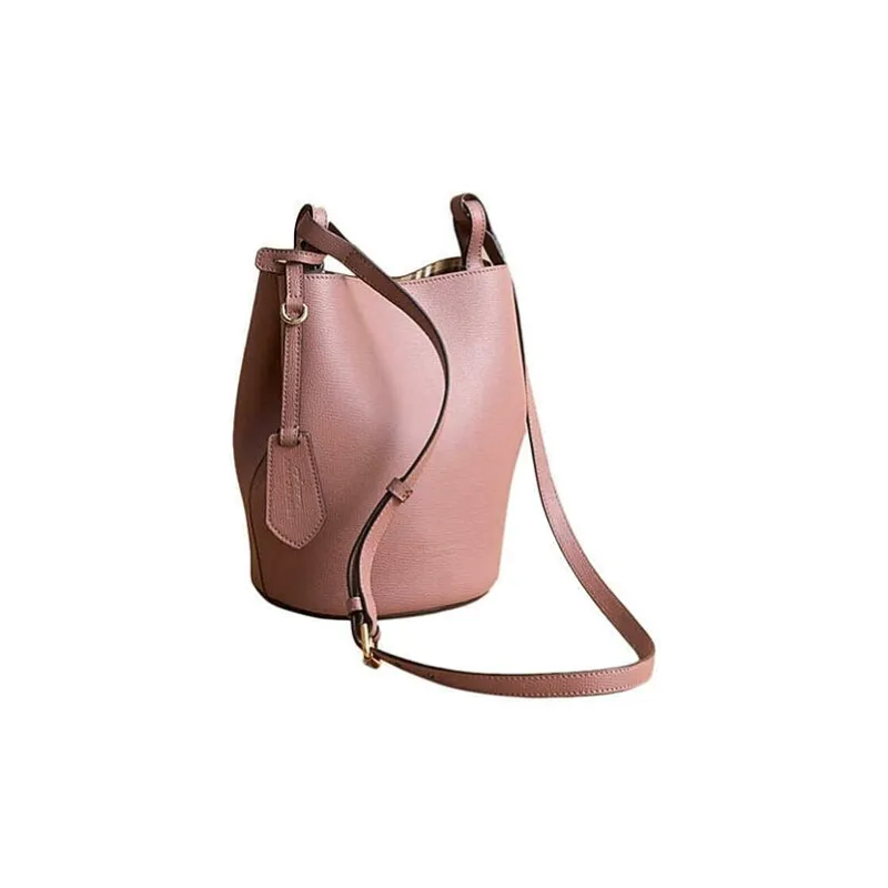 Burberry Cow Leather Bucket Bag, Crossbody Bag, Shoulder Bag Women's Pink-3