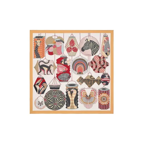 HERMES Silk Scarves Women's Beige