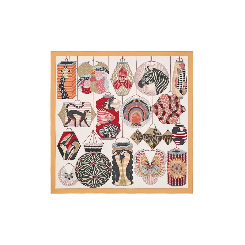 HERMES Silk Scarves Women's Beige-0