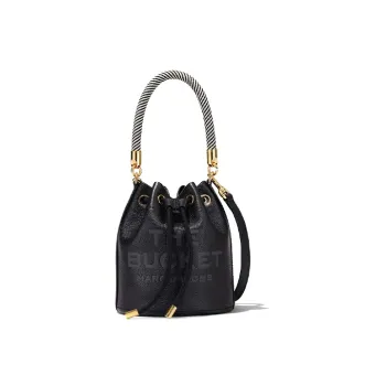 MARC JACOBS Full Grain Leather Bucket Bag Portable Crossbody Bag Shoulder Bag Women's Black