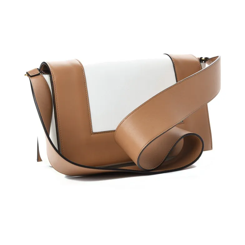 CELINE Frame Smooth Calf Leather Shoulder Bag, Crossbody Bag Medium Size Women's Umber/Neon White-1