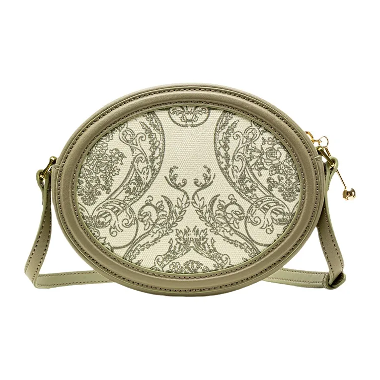 VANESSA HOGAN Monogram Cow Leather Round Bag Shoulder Bag Crossbody Bag Regular Women's Khaki Green-2