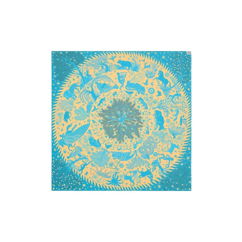 HERMES Silk Scarves Women's Blue-2