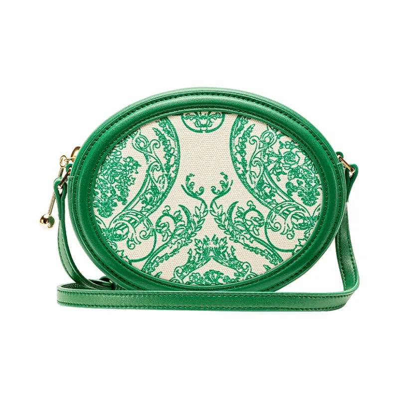 VANESSA HOGAN Monogram Cow Leather Round Bag Shoulder Bag Regular Women's Green-0