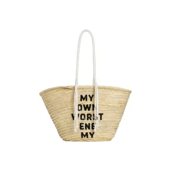 CELINE Raffia Basket Bag Single Shoulder Bag Women's Beige