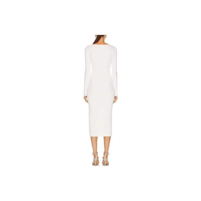 GANNI Long-Sleeved Dresses Women's White-1