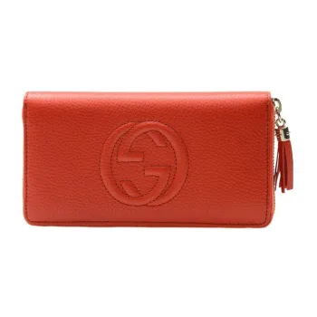 GUCCI Soho Cow Leather Wallet Women's Orange