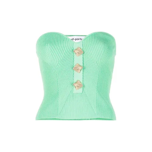 Self-portrait Strapless Tops Women's Green