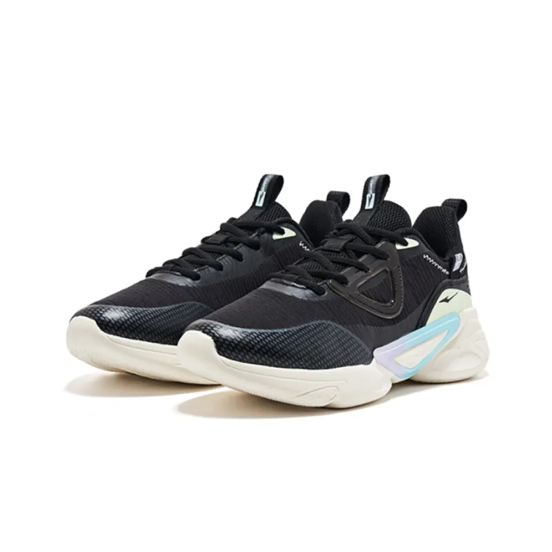 Erke Cushioning Anti Slip And Wear Resistant Lightweight Rebound Low Top Casual Running Shoes Women's Black Blue-1
